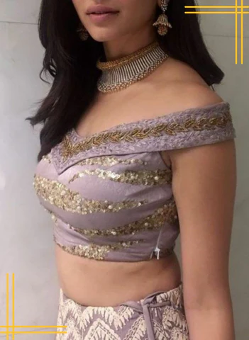 Off-Shoulder dharmavaram Saree Blouse Design
